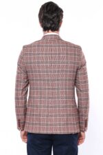 Checked-Single-Button-Burgundy-Men-Blazer-Wessi-3