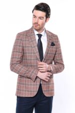 Checked-Single-Button-Burgundy-Men-Blazer-Wessi-5