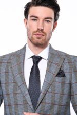 Checked-Single-Button-Navy-Blue-Men-Blazer-Wessi-1