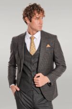 Checked Slim Fit Anthracite Men Suit
