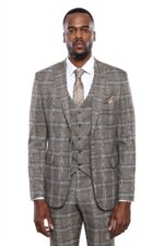 Checked-Slim-Fit-Beige-Men-Blazer-Wessi-2