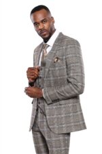 Checked-Slim-Fit-Beige-Men-Blazer-Wessi-4