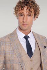 Checked-Slim-Fit-Beige-Men-Suit-Wessi-2