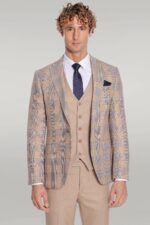 Checked-Slim-Fit-Beige-Men-Suit-Wessi-5