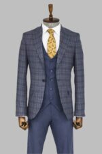 Checked-Slim-Fit-Blue-Men-Suit-Wessi-2