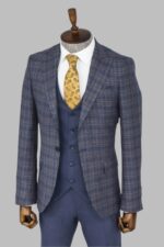 Checked-Slim-Fit-Blue-Men-Suit-Wessi-3