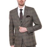 Checked Slim-Fit Brown Men Blazer - Wessi
