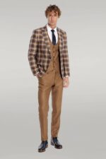 Checked-Slim-Fit-Brown-Men-Suit-Wessi-1