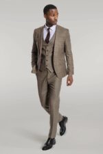 Checked-Slim-Fit-Brown-Men-Suit-Wessi-1