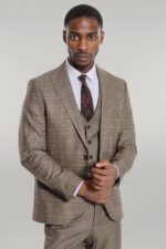 Checked-Slim-Fit-Brown-Men-Suit-Wessi-2