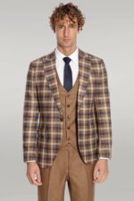 Checked-Slim-Fit-Brown-Men-Suit-Wessi-5