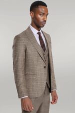 Checked-Slim-Fit-Brown-Men-Suit-Wessi-5