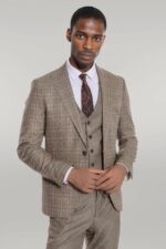 Checked-Slim-Fit-Brown-Men-Suit-Wessi-6