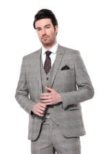 Checked-Slim-Fit-Cream-Men-Blazer-Wessi-2