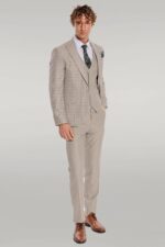 Checked-Slim-Fit-Cream-Men-Suit-Wessi-1