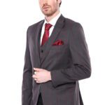 Checked Slim-Fit Dark Grey Men Blazer - Wessi
