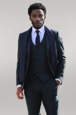 Checked Slim Fit Green Men Suit