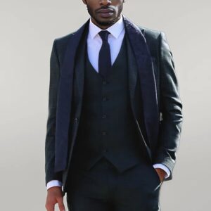 Checked Slim Fit Green Men Suit - Wessi