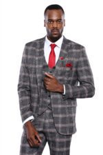 Checked-Slim-Fit-Grey-Men-Blazer-Wessi-1