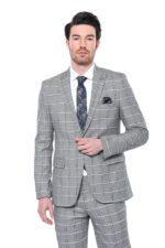 Checked-Slim-Fit-Grey-Men-Blazer-Wessi-4