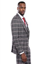 Checked-Slim-Fit-Grey-Men-Blazer-Wessi-5