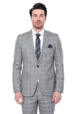 Checked-Slim-Fit-Grey-Men-Blazer-Wessi-5