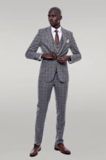 Checked-Slim-Fit-Grey-Men-Suit-Wessi-1
