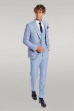 Checked-Slim-Fit-Light-Blue-Men-Suit-Wessi-1