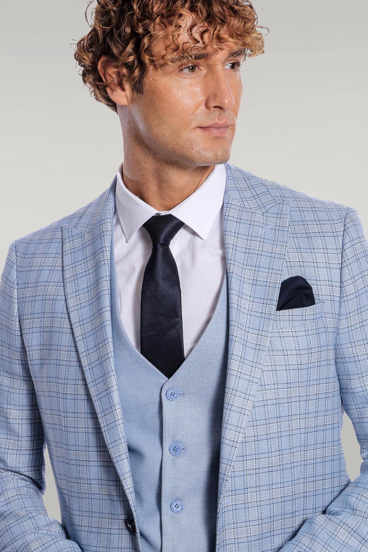 Men's Slim Fit Suit - Fitted Suit - Skinny Suit Men's Bright Blue  Suit main image 0