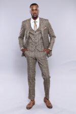 Checked-Slim-Fit-Light-Brown-Men-Blazer-Wessi-1