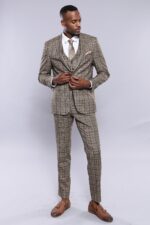 Checked-Slim-Fit-Light-Brown-Men-Blazer-Wessi-3