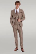 Checked-Slim-Fit-Light-Brown-Men-Suit-Wessi-1