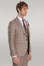 Checked-Slim-Fit-Light-Brown-Men-Suit-Wessi-4