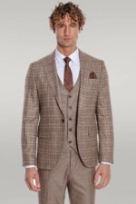 Checked-Slim-Fit-Light-Brown-Men-Suit-Wessi-5