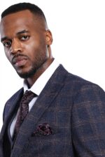 Checked-Slim-Fit-Navy-Blue-Men-Blazer-Wessi-1