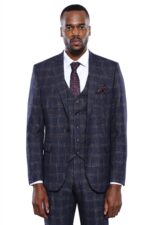 Checked-Slim-Fit-Navy-Blue-Men-Blazer-Wessi-3