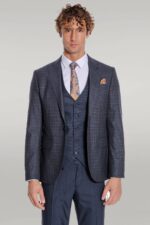 Checked-Slim-Fit-Navy-Blue-Men-Suit-Wessi-5