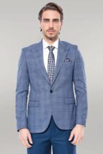 Checked-Slim-Fit-Single-Button-Blue-Men-Blazer-Wessi-3