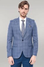 Checked-Slim-Fit-Single-Button-Blue-Men-Blazer-Wessi-4