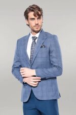 Checked-Slim-Fit-Single-Button-Blue-Men-Blazer-Wessi-5