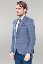 Checked-Slim-Fit-Single-Button-Blue-Men-Blazer-Wessi-6
