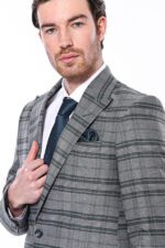 Checked-Slim-Fit-Single-Button-Green-Men-Blazer-Wessi-1