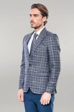 Checked-Slim-Fit-Single-Button-Navy-Blue-Men-Blazer-Wessi-2