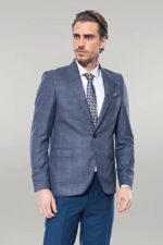 Checked-Slim-Fit-Single-Button-Navy-Blue-Men-Blazer-Wessi-2