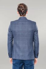 Checked-Slim-Fit-Single-Button-Navy-Blue-Men-Blazer-Wessi-3