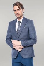 Checked-Slim-Fit-Single-Button-Navy-Blue-Men-Blazer-Wessi-4