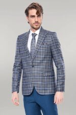 Checked-Slim-Fit-Single-Button-Navy-Blue-Men-Blazer-Wessi-5