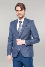 Checked-Slim-Fit-Single-Button-Navy-Blue-Men-Blazer-Wessi-5