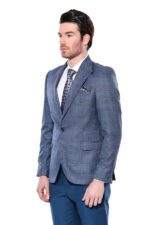 Checked-Slim-Fit-Single-Button-Navy-Blue-Men-Blazer-Wessi-7