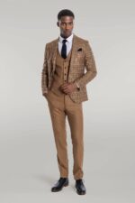 Checked-Slim-Fit-Tan-Men-Suit-Wessi-1